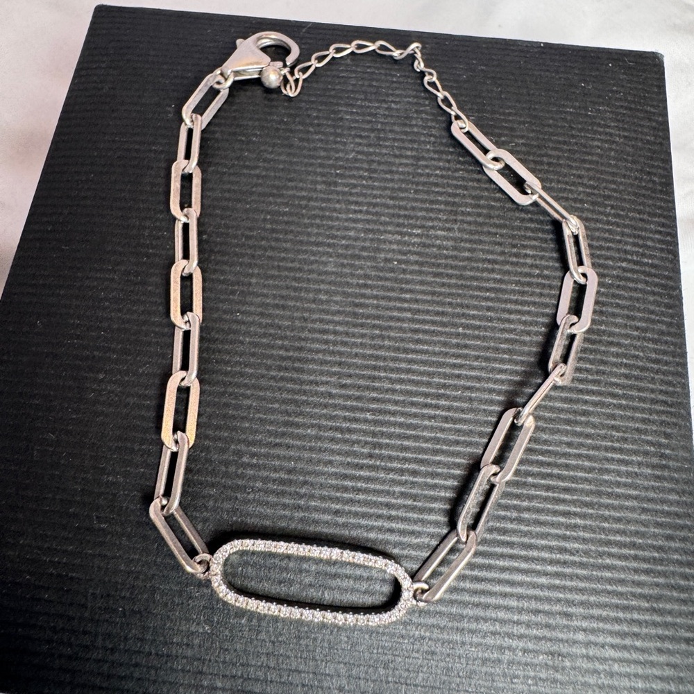 925 Silver Diamond Chain Link Bracelet